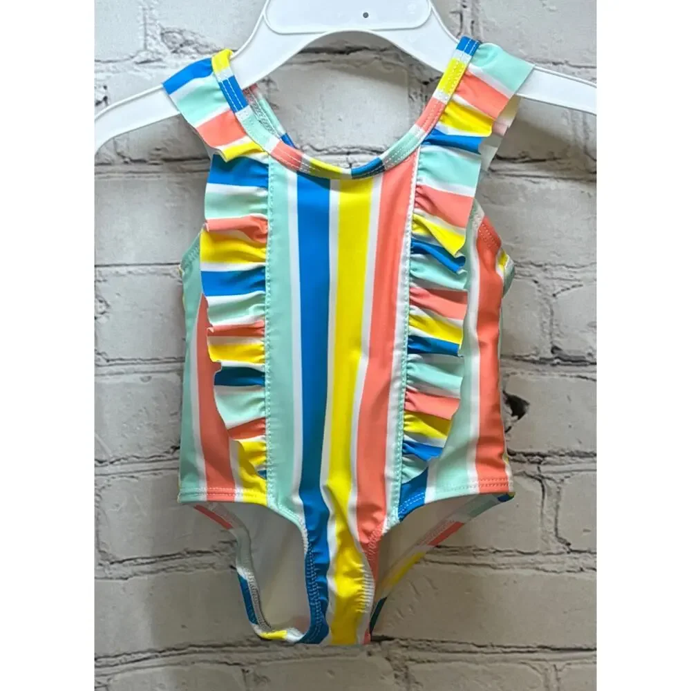 2 Wonder Nation Baby Girl Swimsuits (Size 12M)